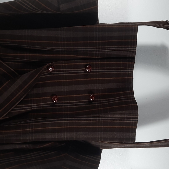 Bandolino stretch brown and tan plaid blazer Sz 8 - Picture 3 of 9